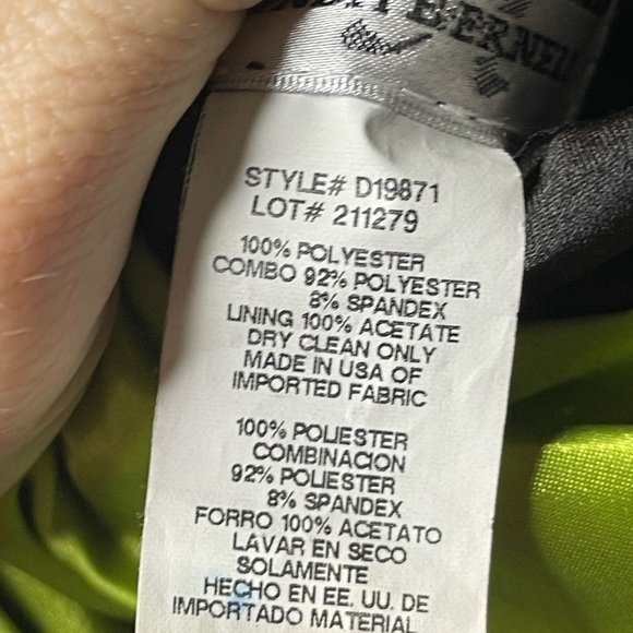 Betsy & Adam Size 2 Zebra Print Halter Gown with Lime Waist - Picture 9 of 10